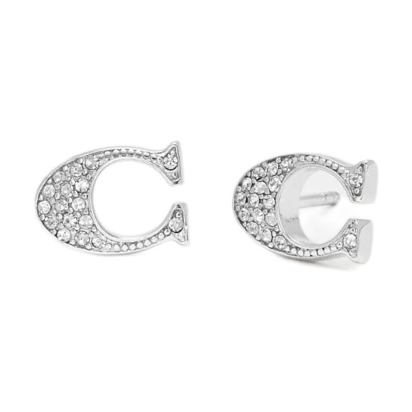 Coach Jewelry - COACH Signature C Silver Stud Rhinestone Earrings NEW